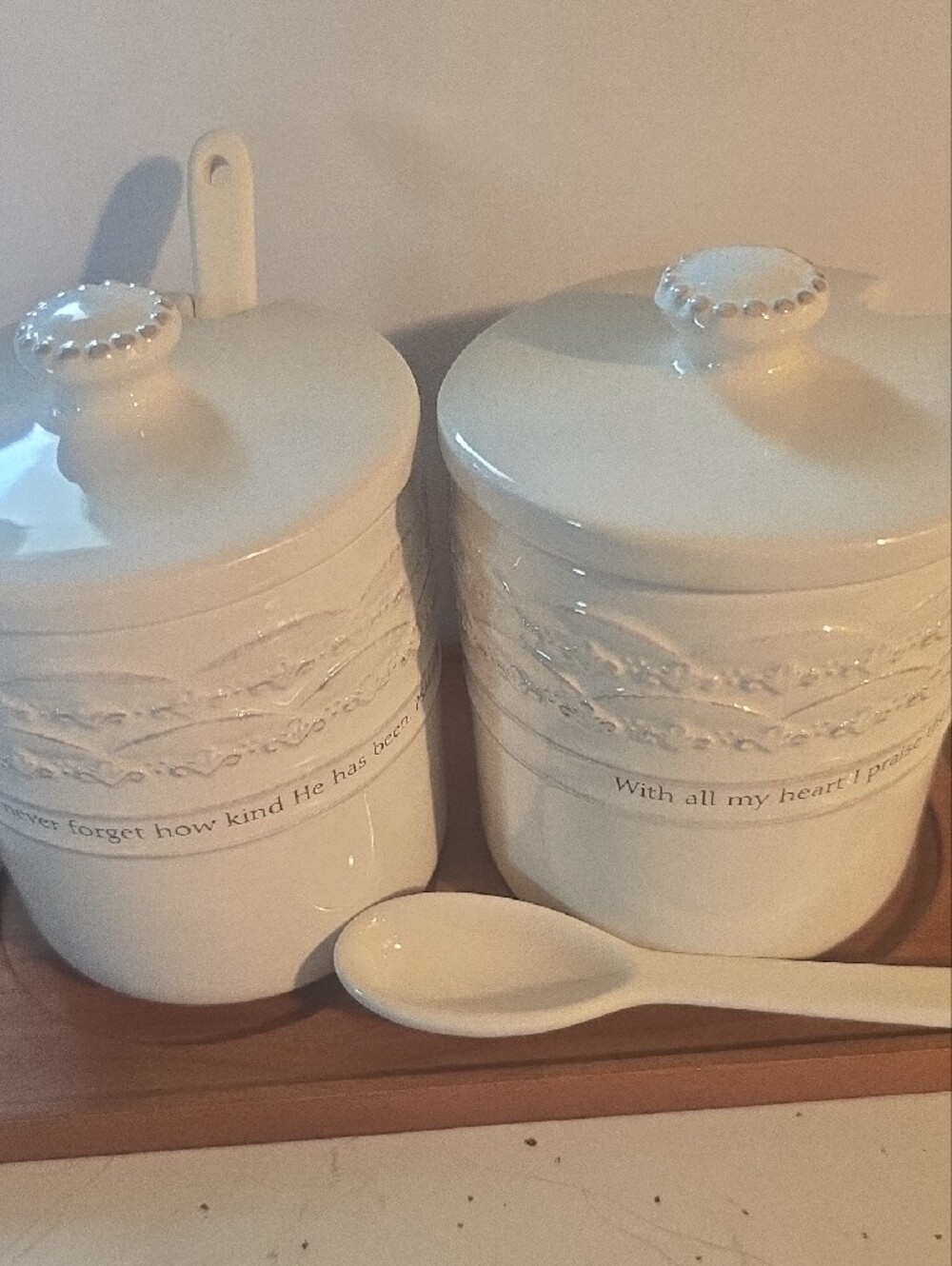 Martha & Marthina White Ceramic Condiment Set with Spoon - Picture 2 of 7